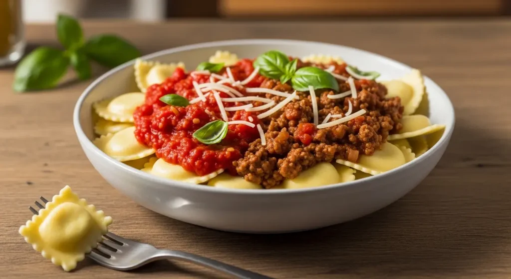 Cheese Ravioli with Marinara or Meat Sauce