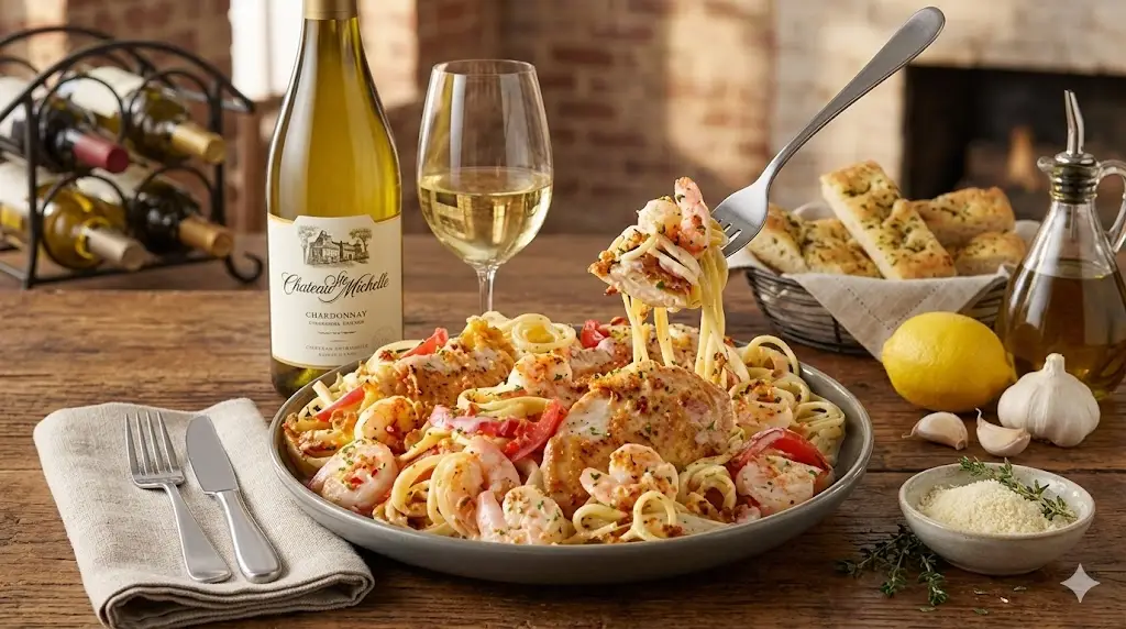 Chicken and Shrimp Carbonara